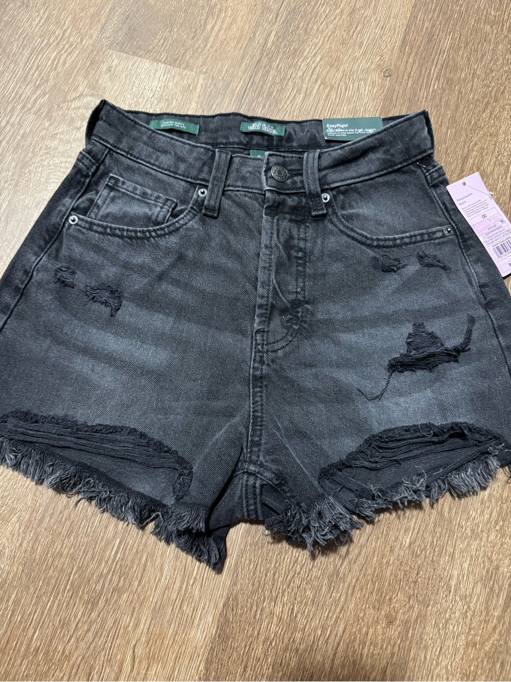 Wild Fable Black Denim High Rise Shorts Distressed New With Tags Size 00